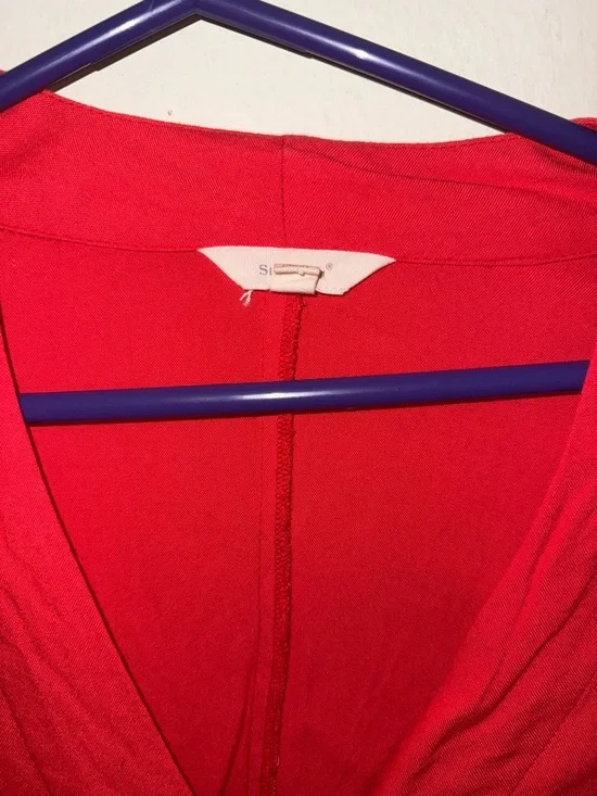 Women's Red Tie-Front Blouse - Picture 2 of 3